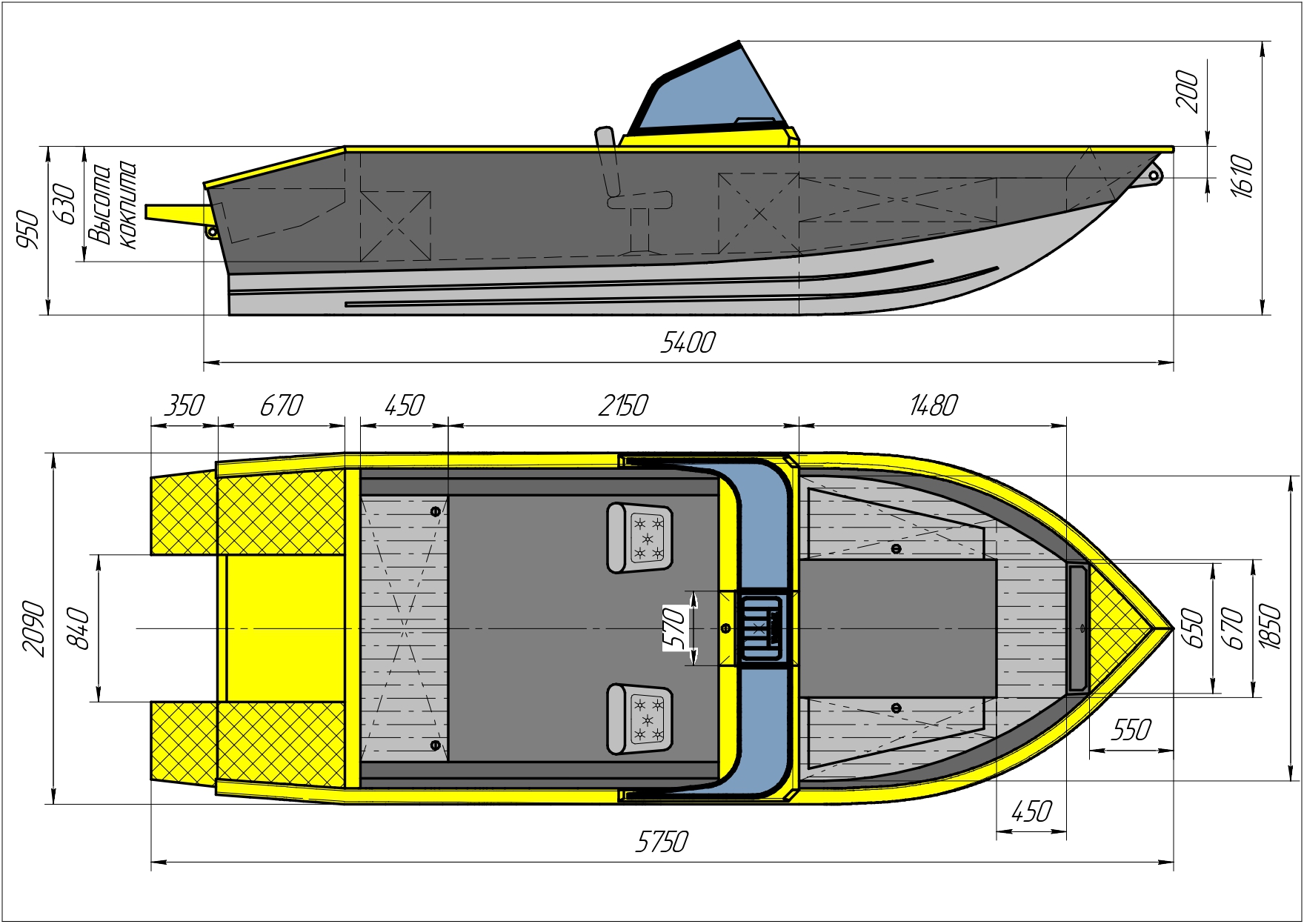Алюминиевая моторная лодка «ТРИЕРА 540 Боурайдер»