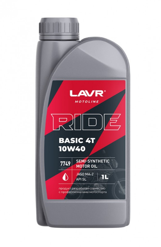 LAVR MOTO Моторное масло RIDE BASIC 4T 10W40 SL, 1 л